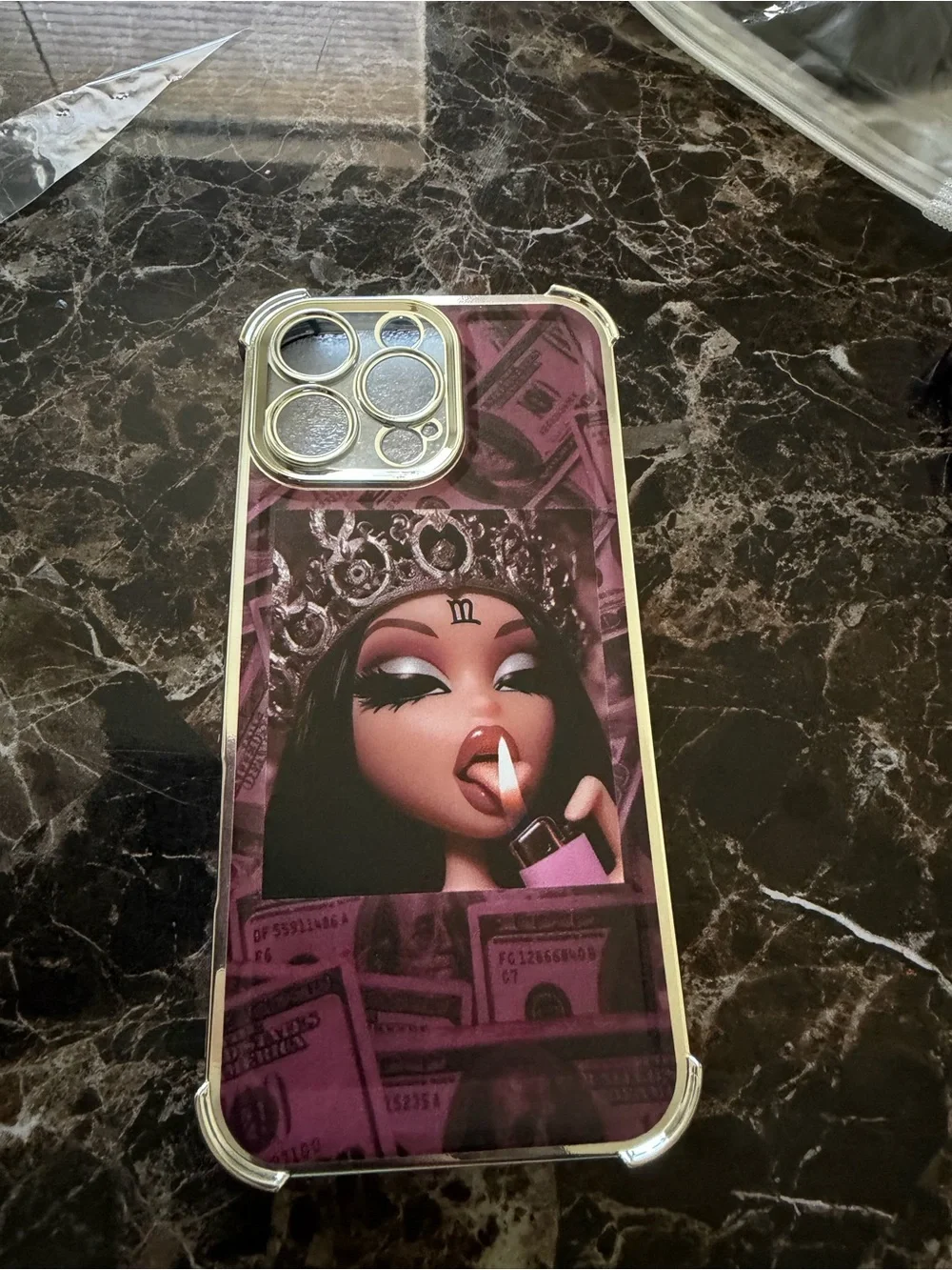 Stylish Pink Money Queen Phone Case for iPhone